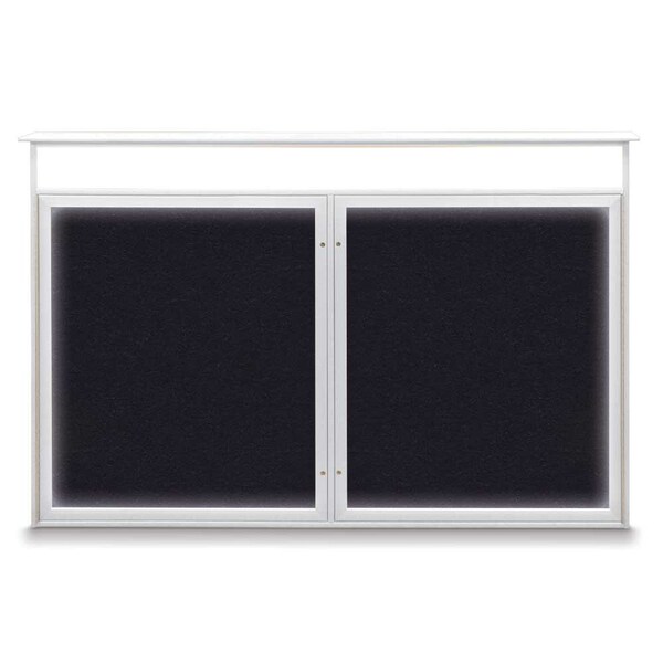 96"x48" 2-Door Enclosed Outdoor Letterboard, Grey Felt/Satin